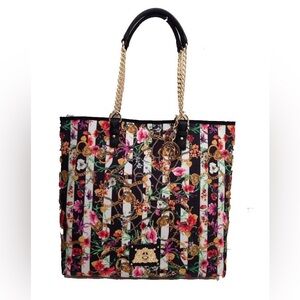 VTG‎ Juicy Couture Weekend Warrior Large Tote Bag - Black/White Floral Y2K